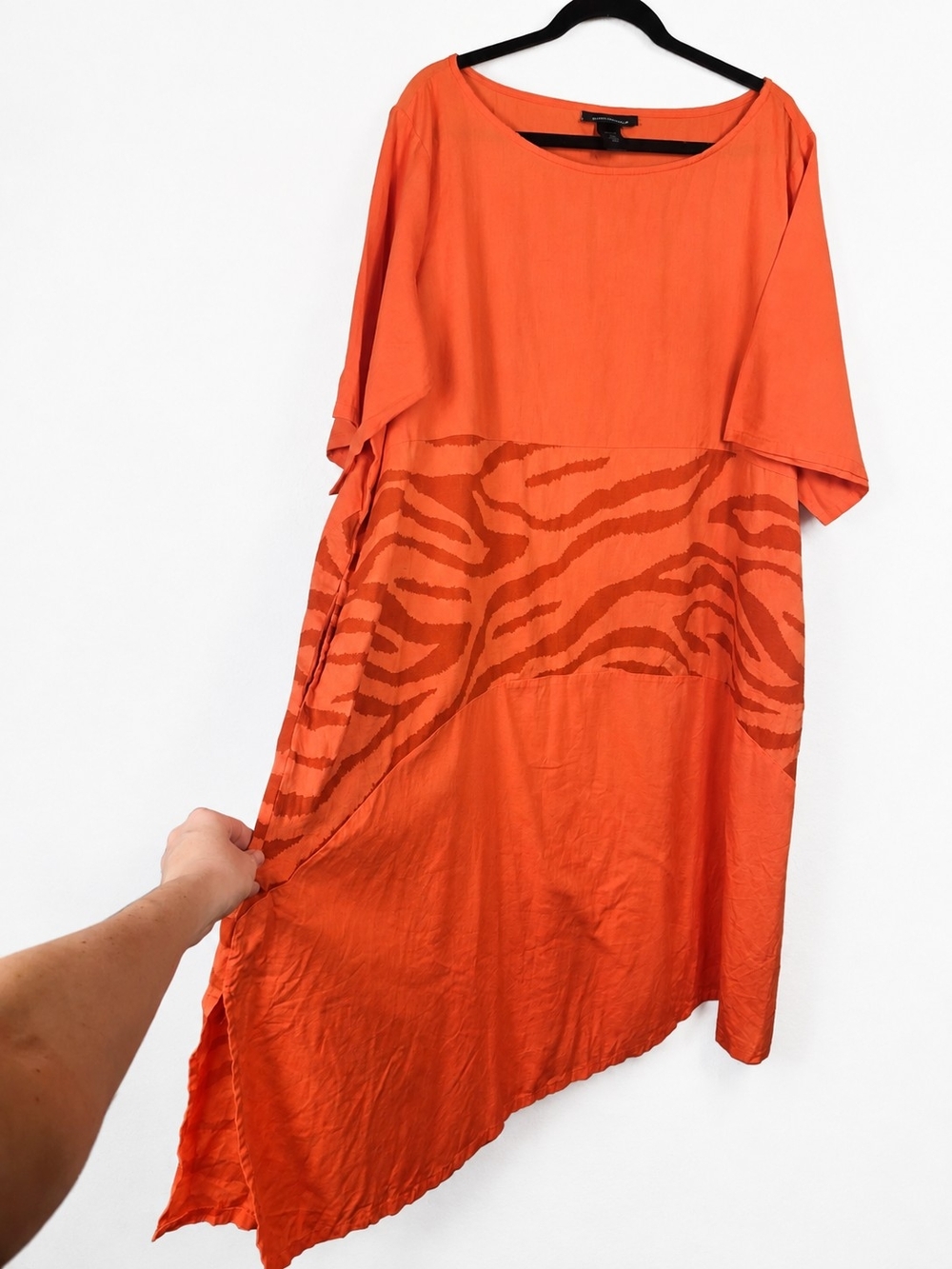 Ashley Stewart 22/24 Linen Cotton Zebra Maxi Dress Lagenlook Art To Wear Resort